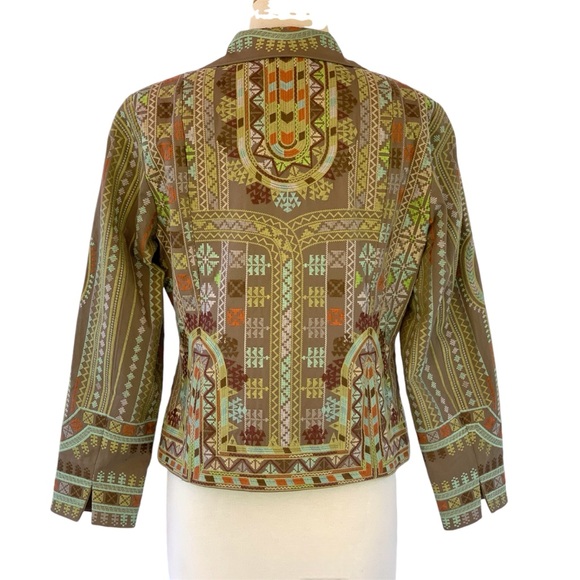 Coldwater Creek Southwestern Aztec Embroidered Fitted Collared Jacket ~ P10 - Picture 6 of 11